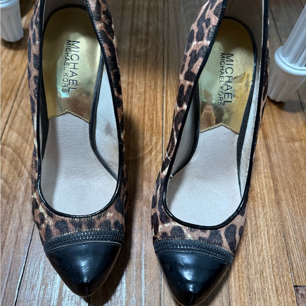 Michael Kors Brown and Black Heels with Leopard Print